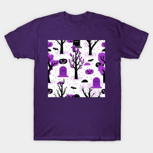 Halloween Cemetery Purple T-Shirt